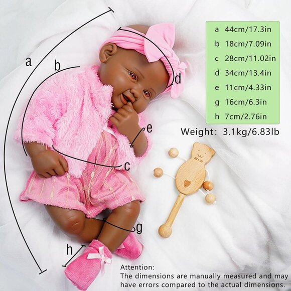 16 inch Realistic Full Body Silicone Open Eyes Newborn Caro-tan Baby Girl - Picture 4 of 6